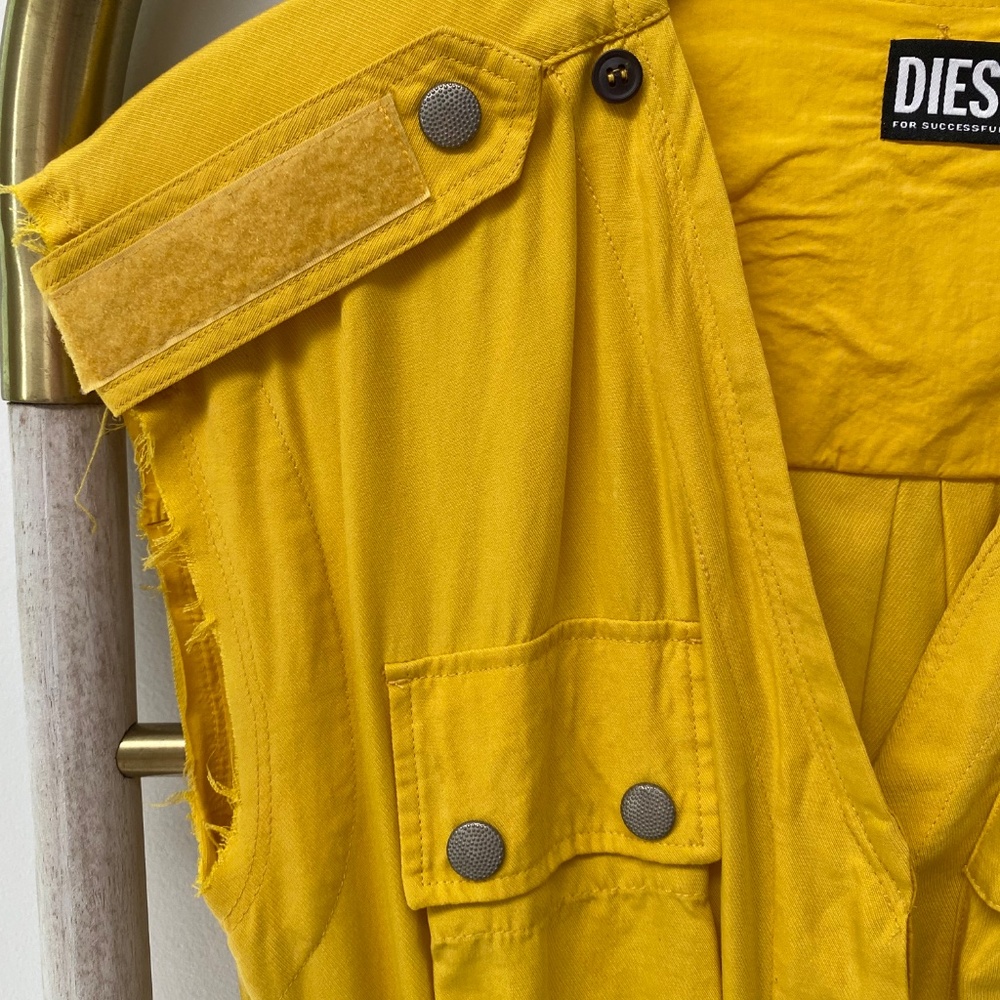 Diesel Mustard Sleeveless D-Giuditta Tie-Front Casual Rocker Dress Size XS Italy - Picture 11 of 16
